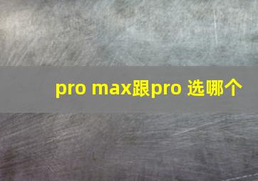 pro max跟pro 选哪个